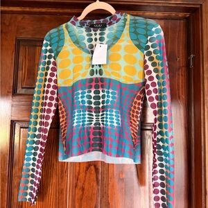 AKIRA Multicolor Geometric Long Sleeve Top